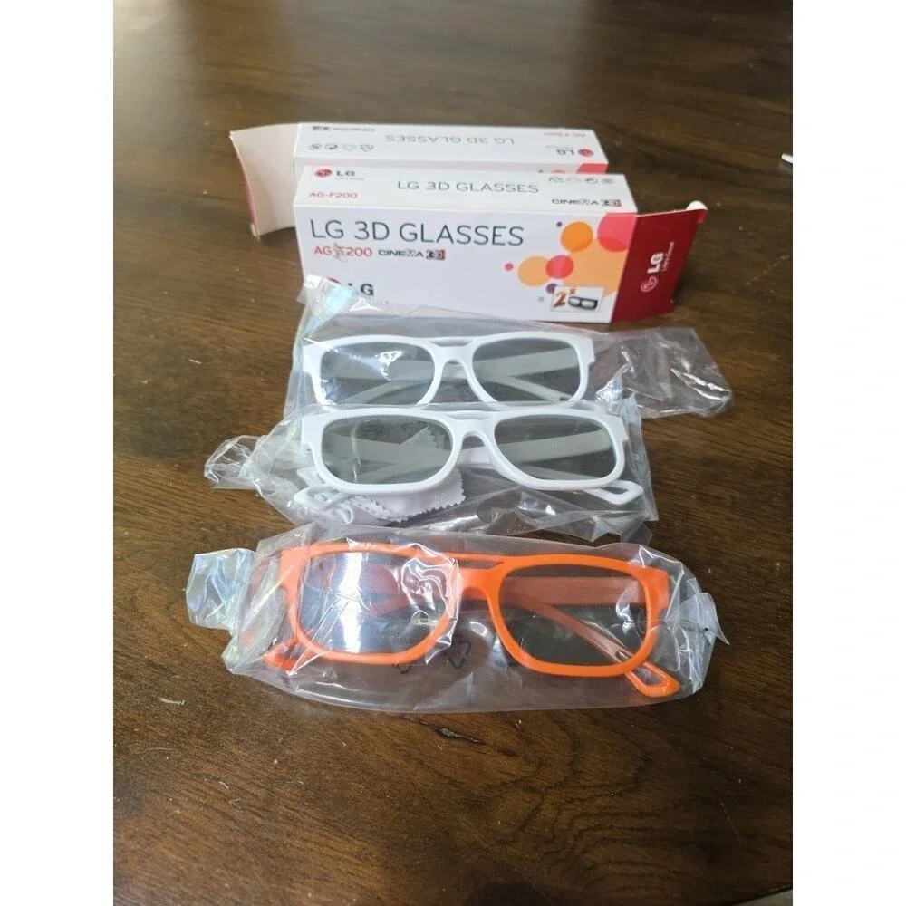 LG AG-F210 Cinema 3D Glasses‎ Black lot of 3 New White Orange